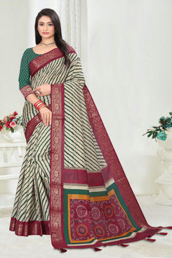 Fashion Max Leheriya Printed Soft Silk Saree With Foil border, Includes Runnig Blouse .