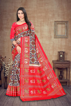 Fashion Max Soft Silk Patola Printed Premium designer Saree With Foil Print Border And fancy blouse piece .