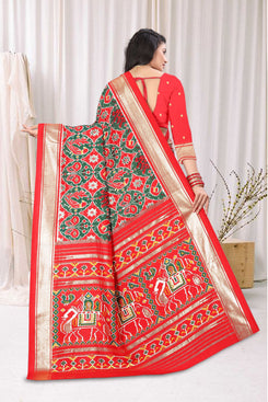 Fashion Max Red Patola Printed trendy Soft Silk Saree with Blouse .