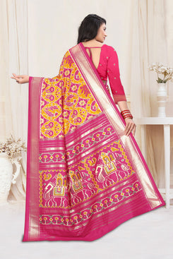 Fashion Max Dark Pink Patola Printed trendy Soft Silk Saree with Blouse .