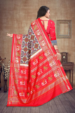 Fashion Max Soft Silk Patola Printed Premium designer Saree With Foil Print Border And fancy blouse piece .