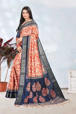 Fashion Max Foil Border Patola Printed Soft Silk Saree with Blouse Piece .