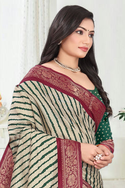 Fashion Max Leheriya Printed Soft Silk Saree With Foil border, Includes Runnig Blouse .