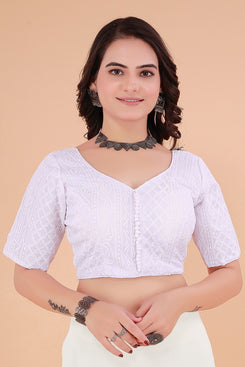 Rangoki Sequin & Thread Embroidered Elbow Sleeve Padded Blouse