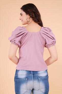 Rangoki Puff sleeve stretchable crop top