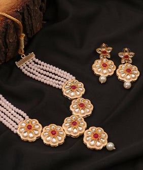 Necklace Kundan Red Color Set