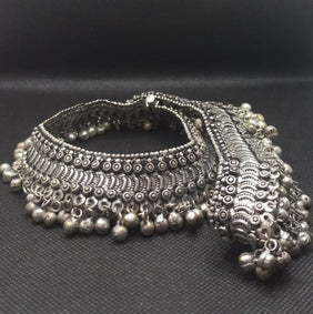 Rangoki Oxidized Silver-Plated Ghungroo Anklets